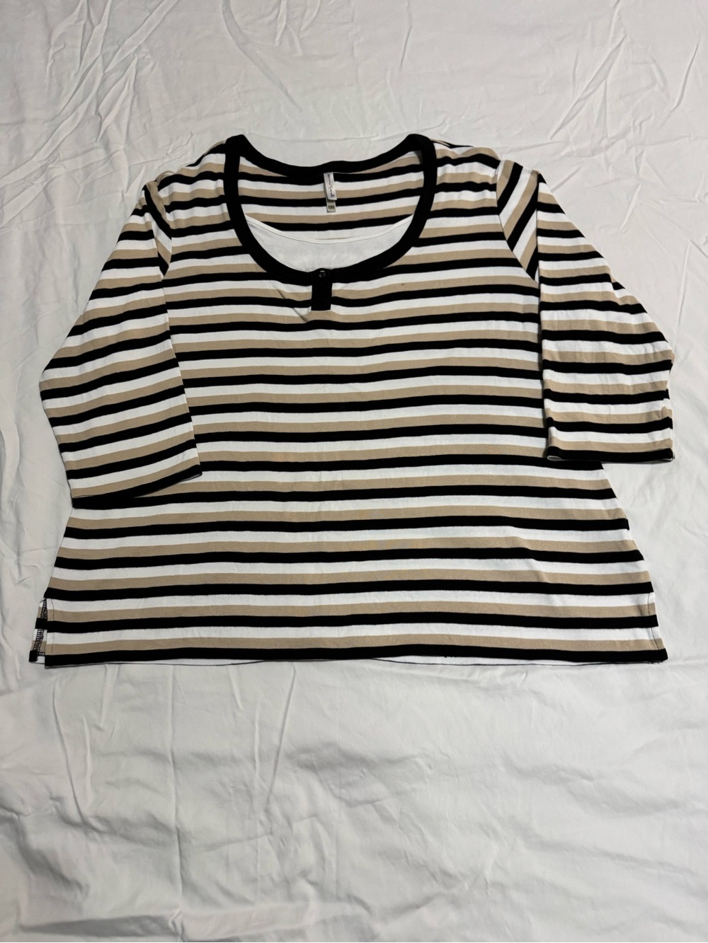 Striped Crewneck Women’s Top in Black and Cream - XL